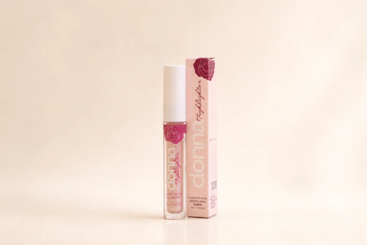 Donna Sunrise Liquid Highlighter with its carton