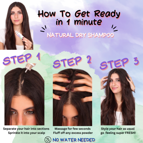 HOW TO GET READY IN LESS THAN ONE MINUTE USING Donna Natural DRY SHAMPOO